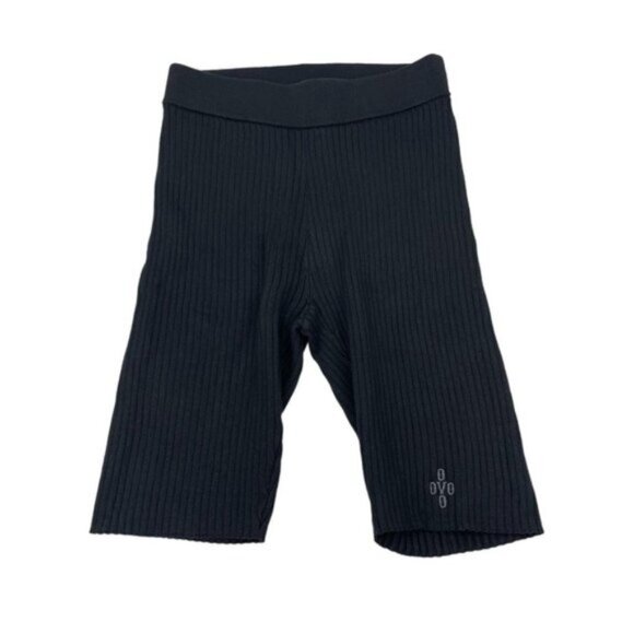 OVO Womens Ribbed Knit Biker Shorts Sz Large Black - Picture 5 of 8